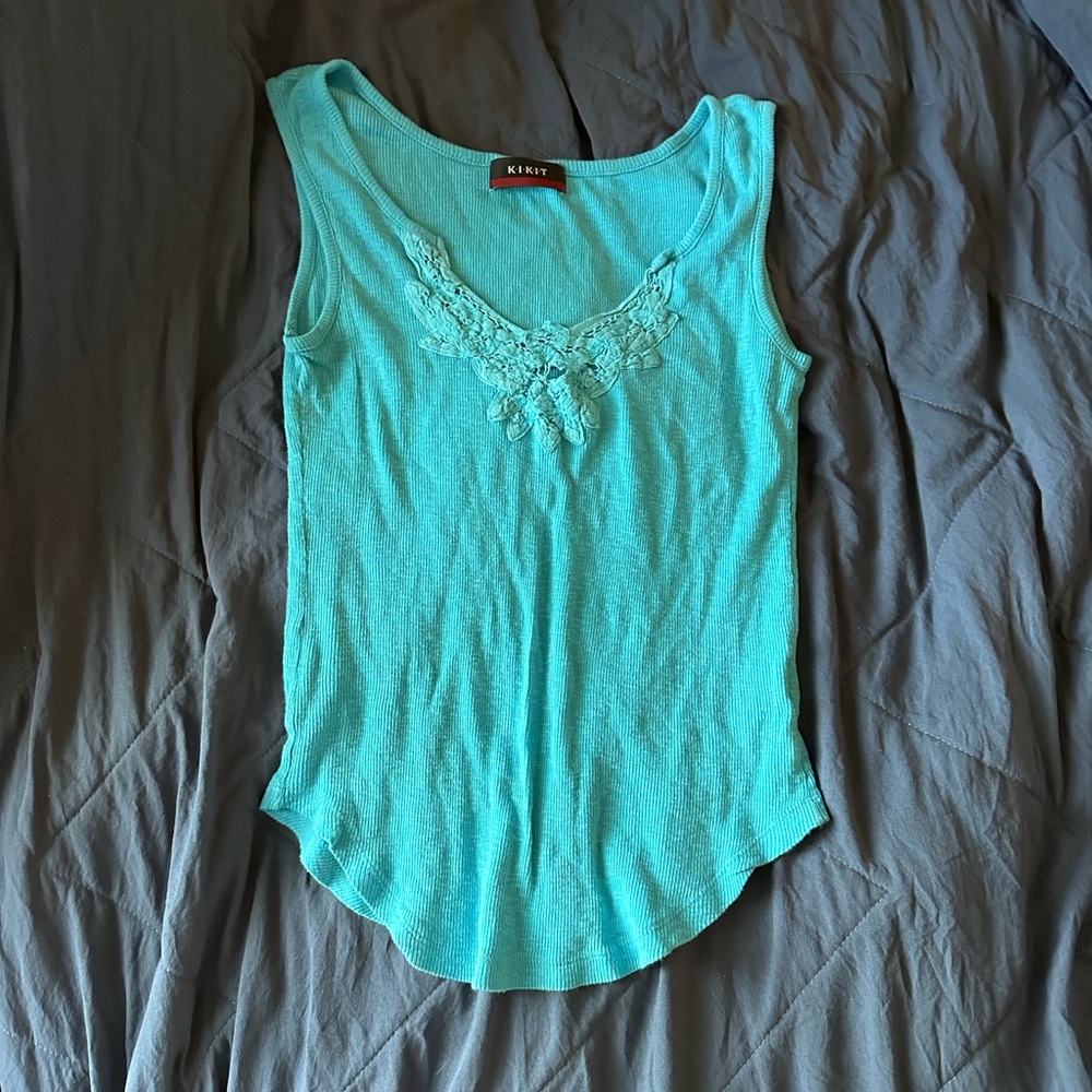 Turquoise Lace Detail Women's Top